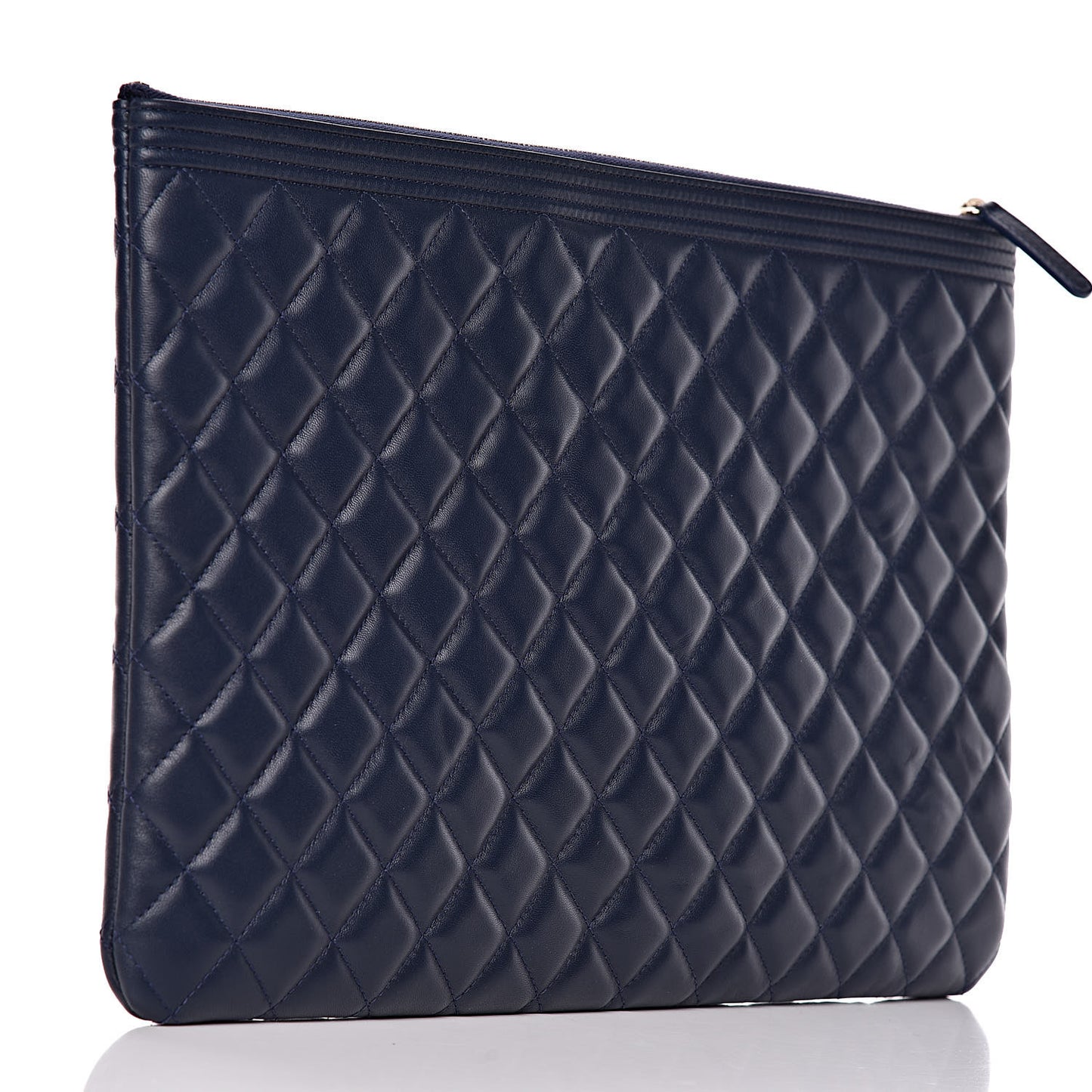 Lambskin Quilted Large Boy Cosmetic Case Navy
