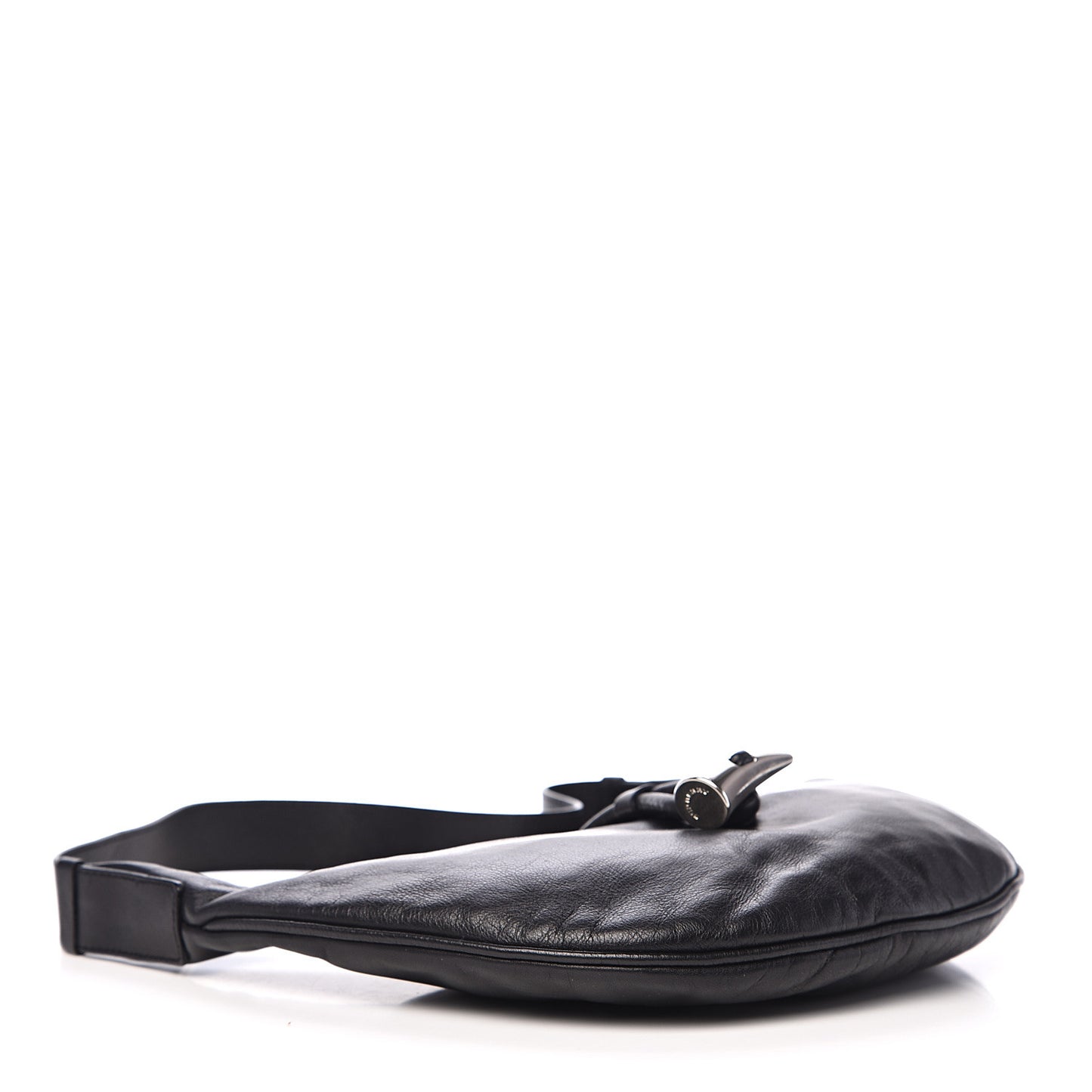 Smooth Calfskin Haymarket Check Horn Shoulder Bag Black