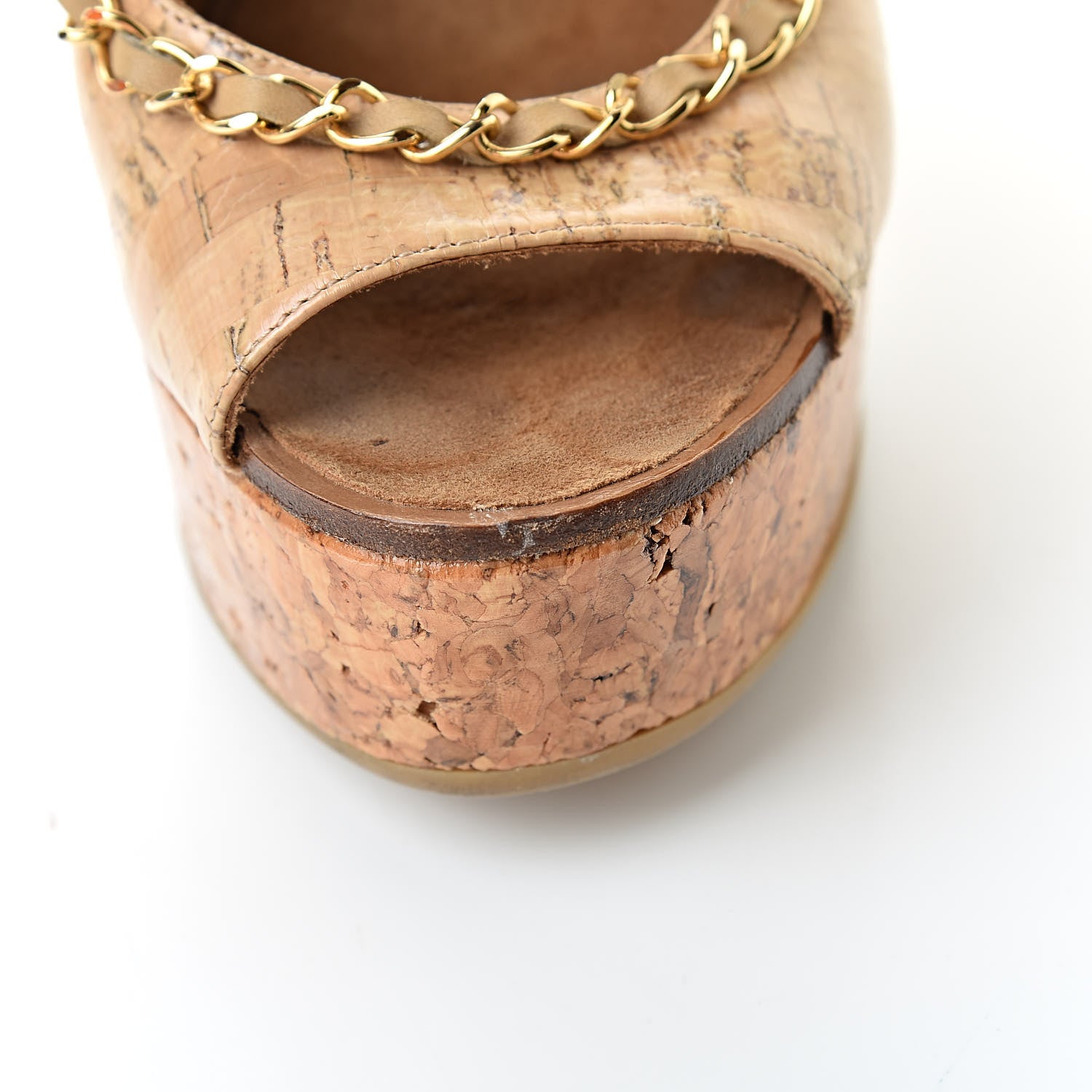 Chanel Cork Chain CC Wedge Sandals 36.5 Beige Clair 11 of 11