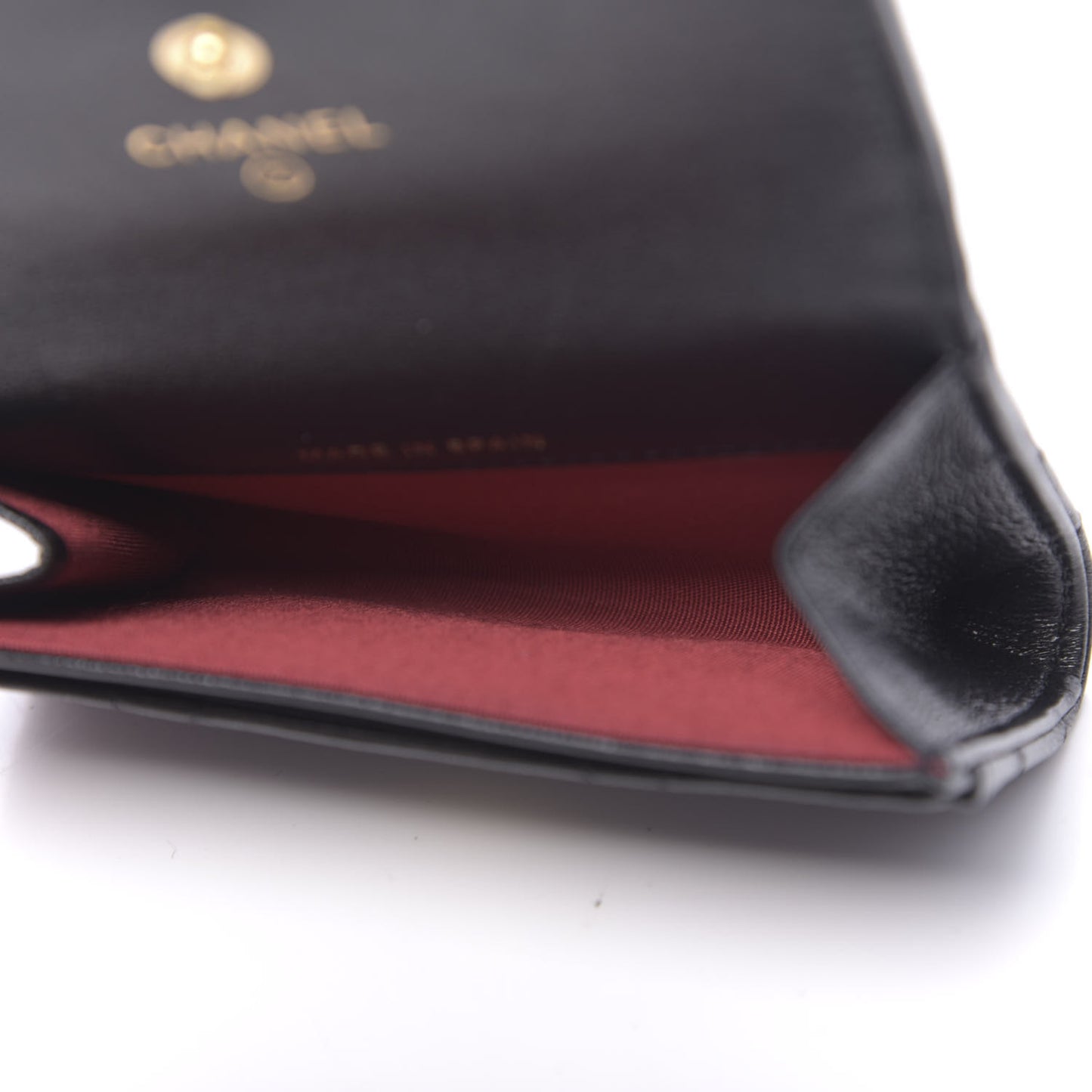 Shiny Goatskin Quilted 19 Flap Card Holder Black