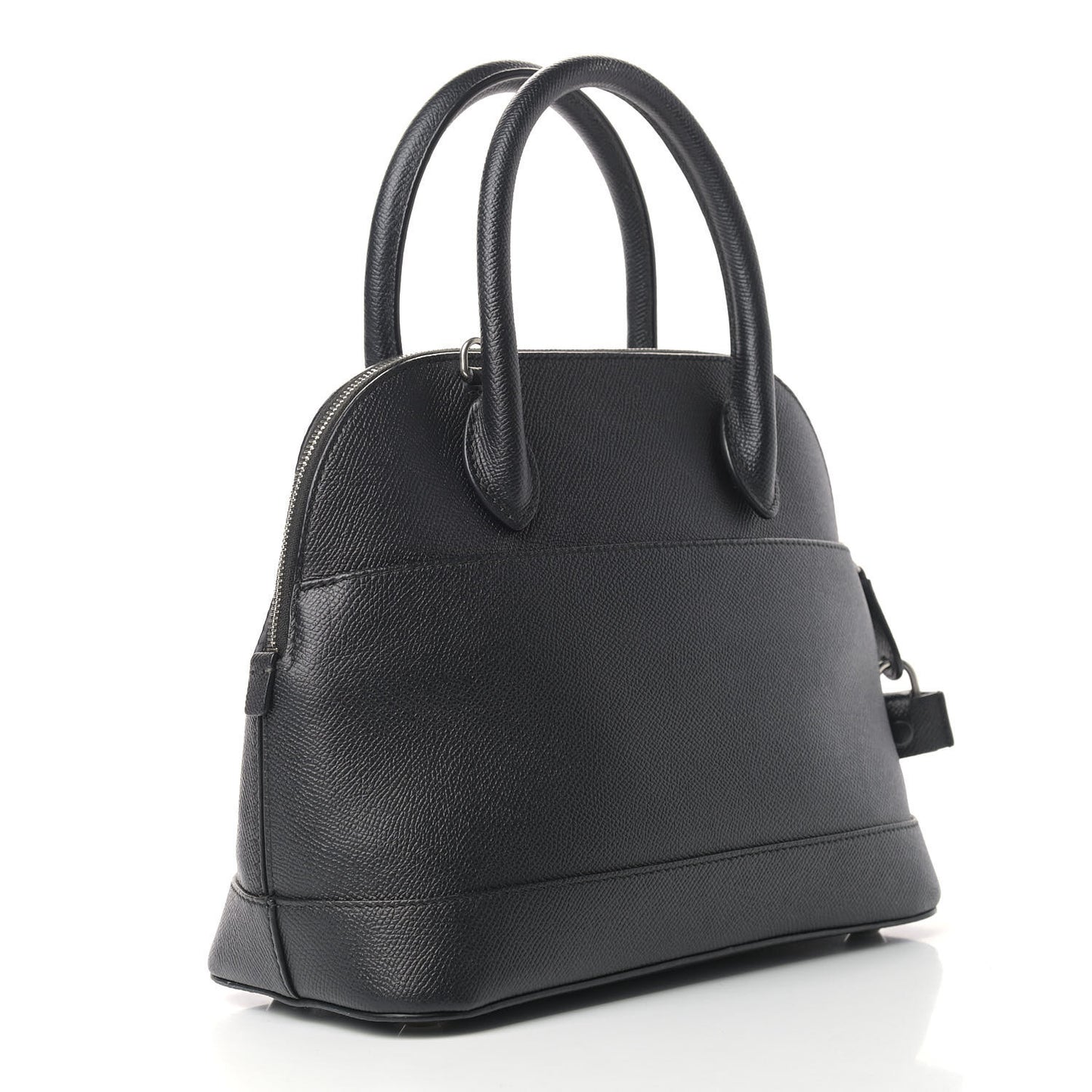 Signature Grained Calfskin Logo S Ville Top Handle Bag Black Grey