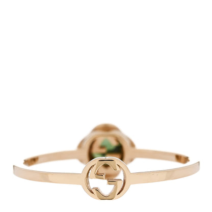 Gucci 18K Yellow Gold Green Tourmaline Interlocking G Ring 53 6.25 3 of 5