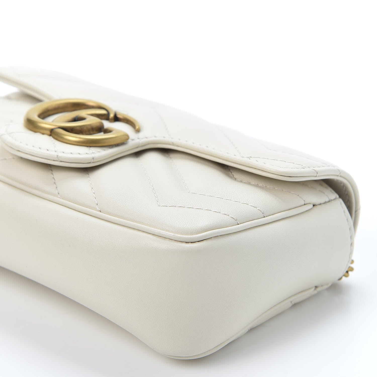 Gucci Calfskin Matelasse Super Mini GG Marmont Shoulder Bag White 6 of 9