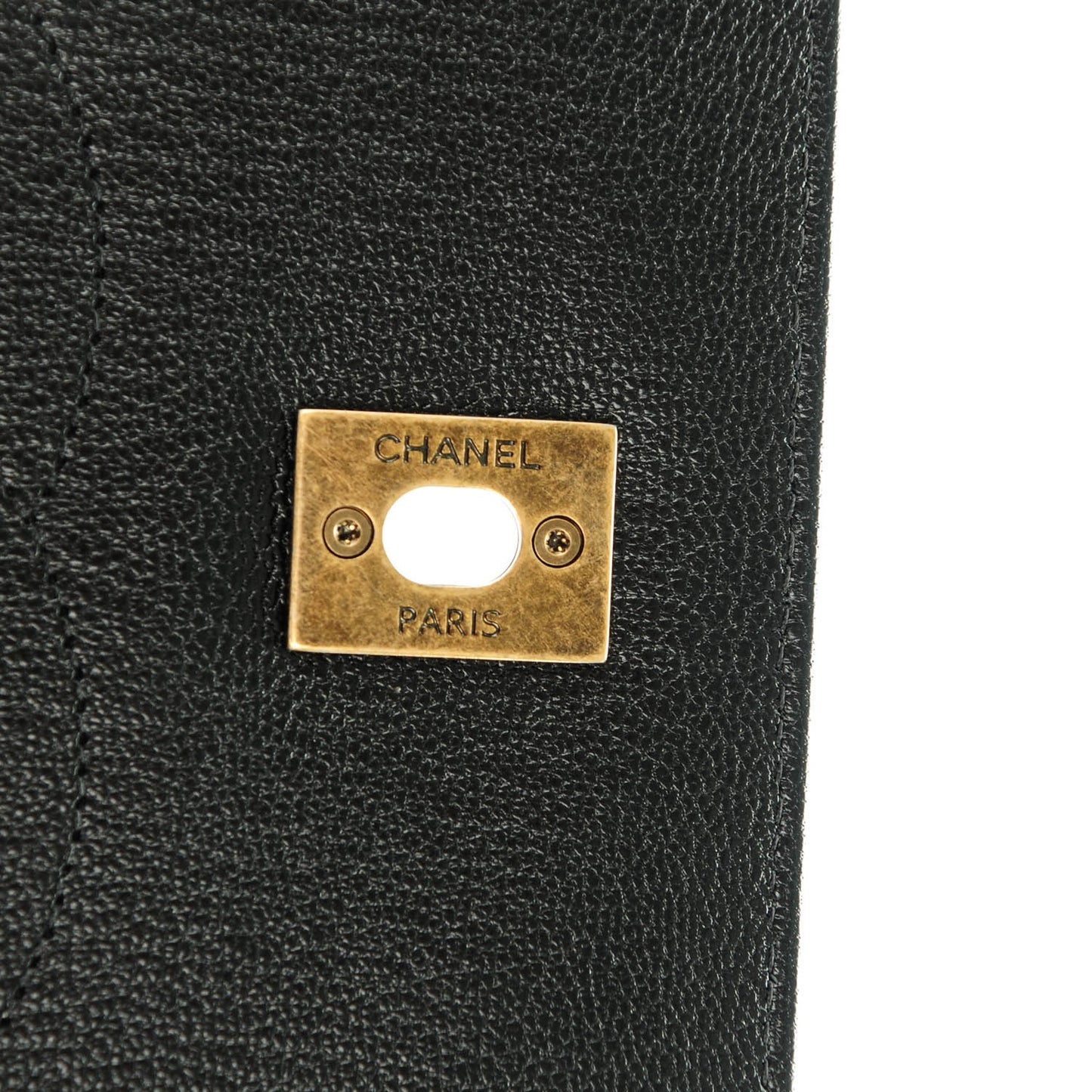 Shiny Goatskin Diagonal Quilted Medium Flap Black