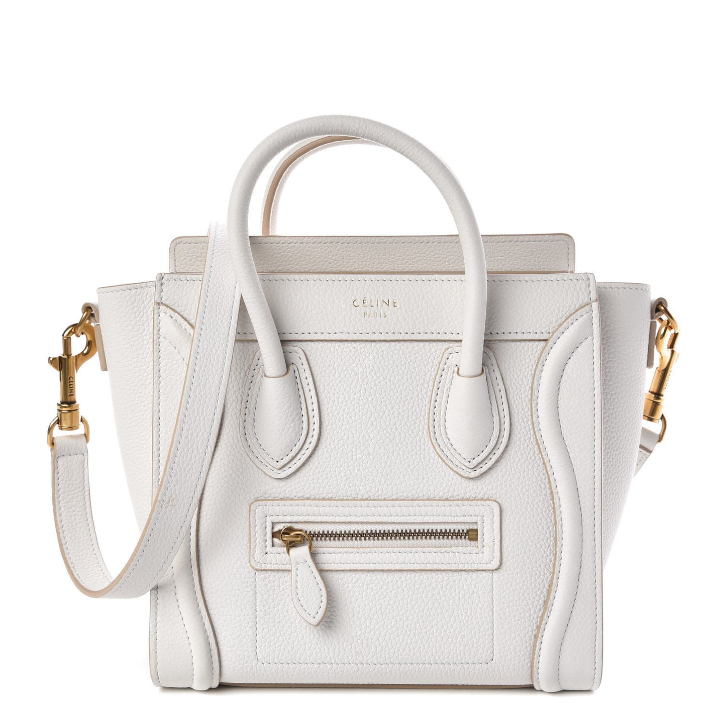 Drummed Calfskin Nano Luggage White