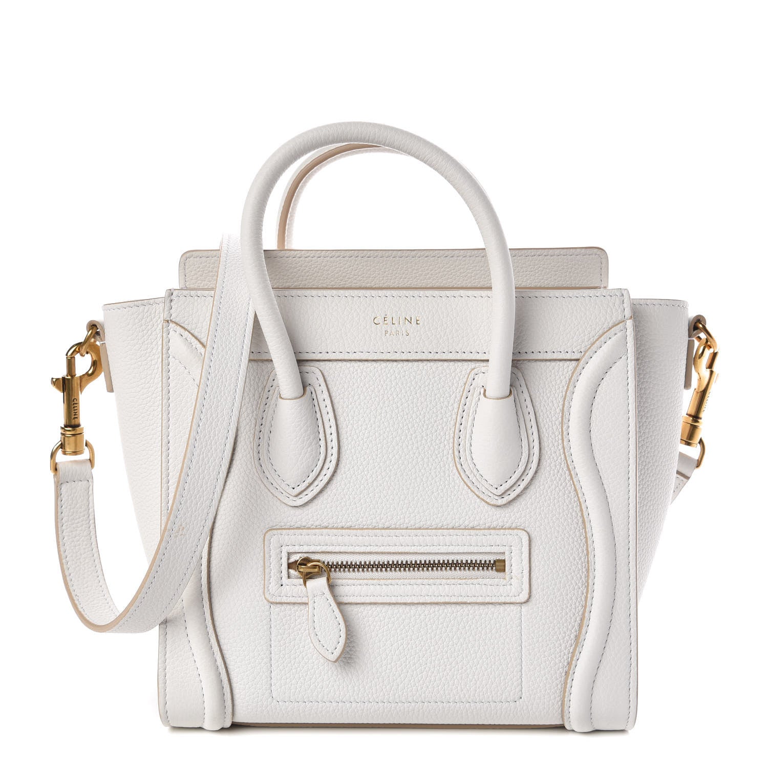 Celine Drummed Calfskin Nano Luggage White 1 of 10