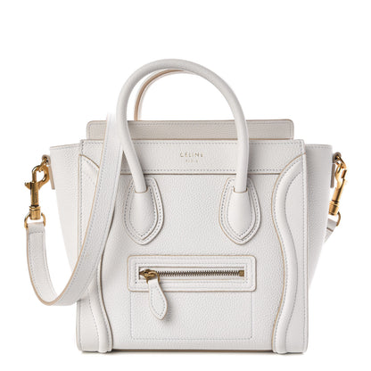 Celine Drummed Calfskin Nano Luggage White 1 of 10