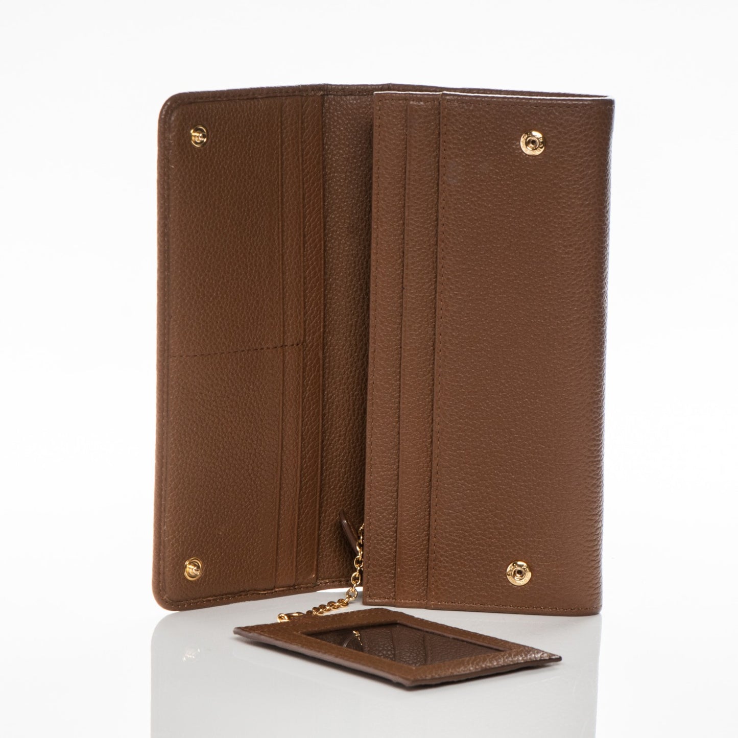 Vitello Grain Continental Flap Wallet Cannella
