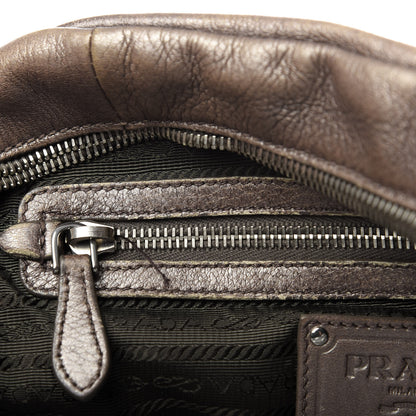 Prada Cervo Antik Bowler Front Pocket Tote Fumo 12 of 13