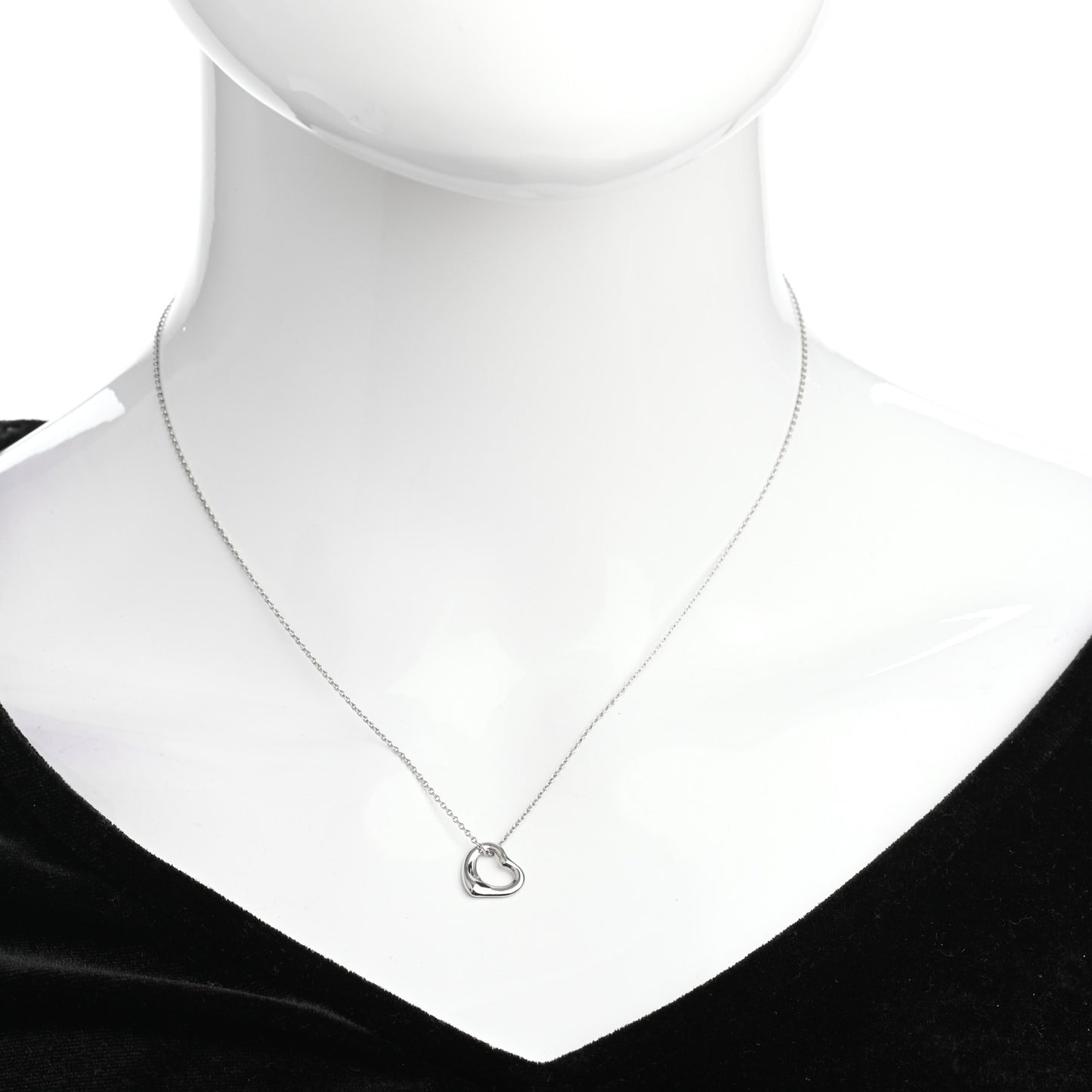 Platinum 11mm Elsa Peretti Open Heart Pendant Necklace