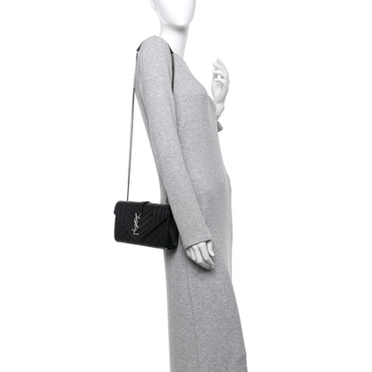 Saint Laurent Grain De Poudre Textured Mixed Matelasse Triquilt Small Monogram Satchel Black 2 of 9