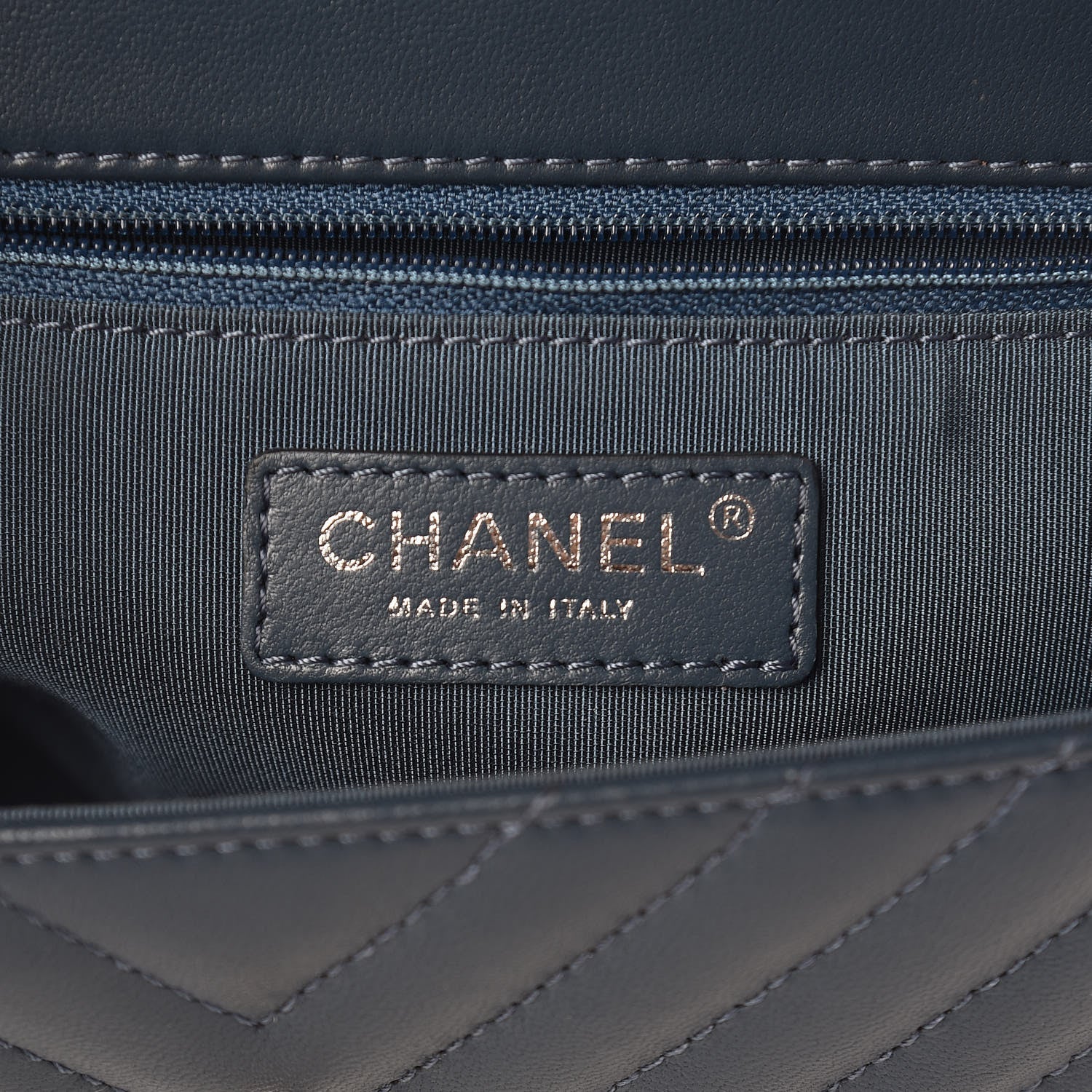 Chanel Lambskin Chevron Medium Single Flap Navy 8 of 10