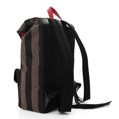 Fendi Fabric Jacquard Cuoio Romano Vitello Pequin Bi-Color FF 1974 Embossed Backpack Tobacco Moro Rosso Malboro Maya Black 3 of 9