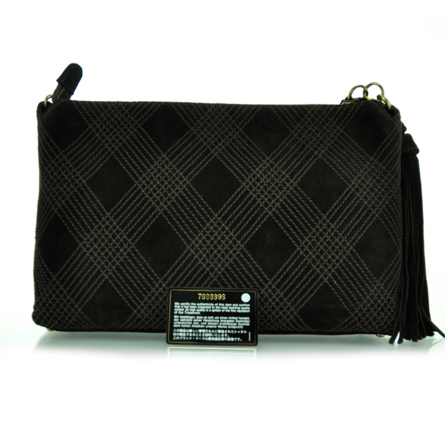 Chanel Suede Stitched Tassel CC Shoulder Bag Brown 3 of 11