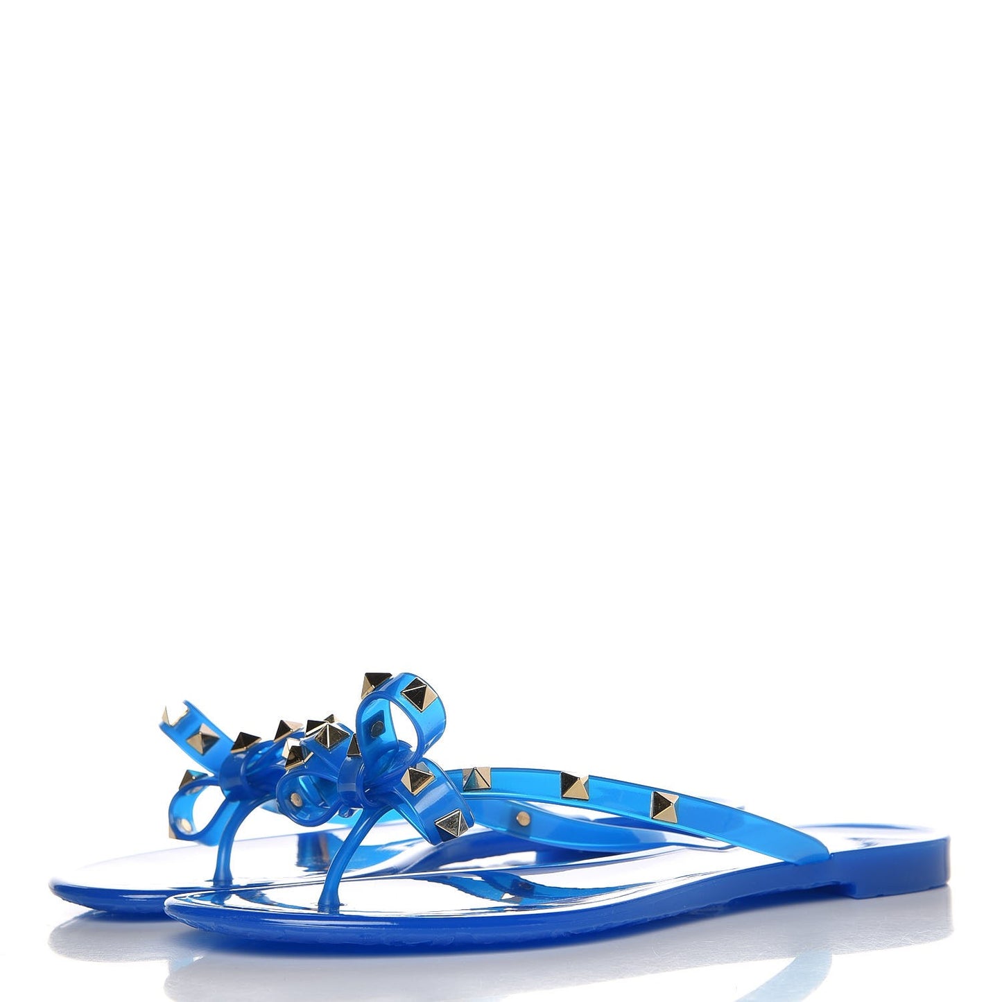 PVC Jelly Rockstud Bow Thong Sandals 40 Blue Fluo
