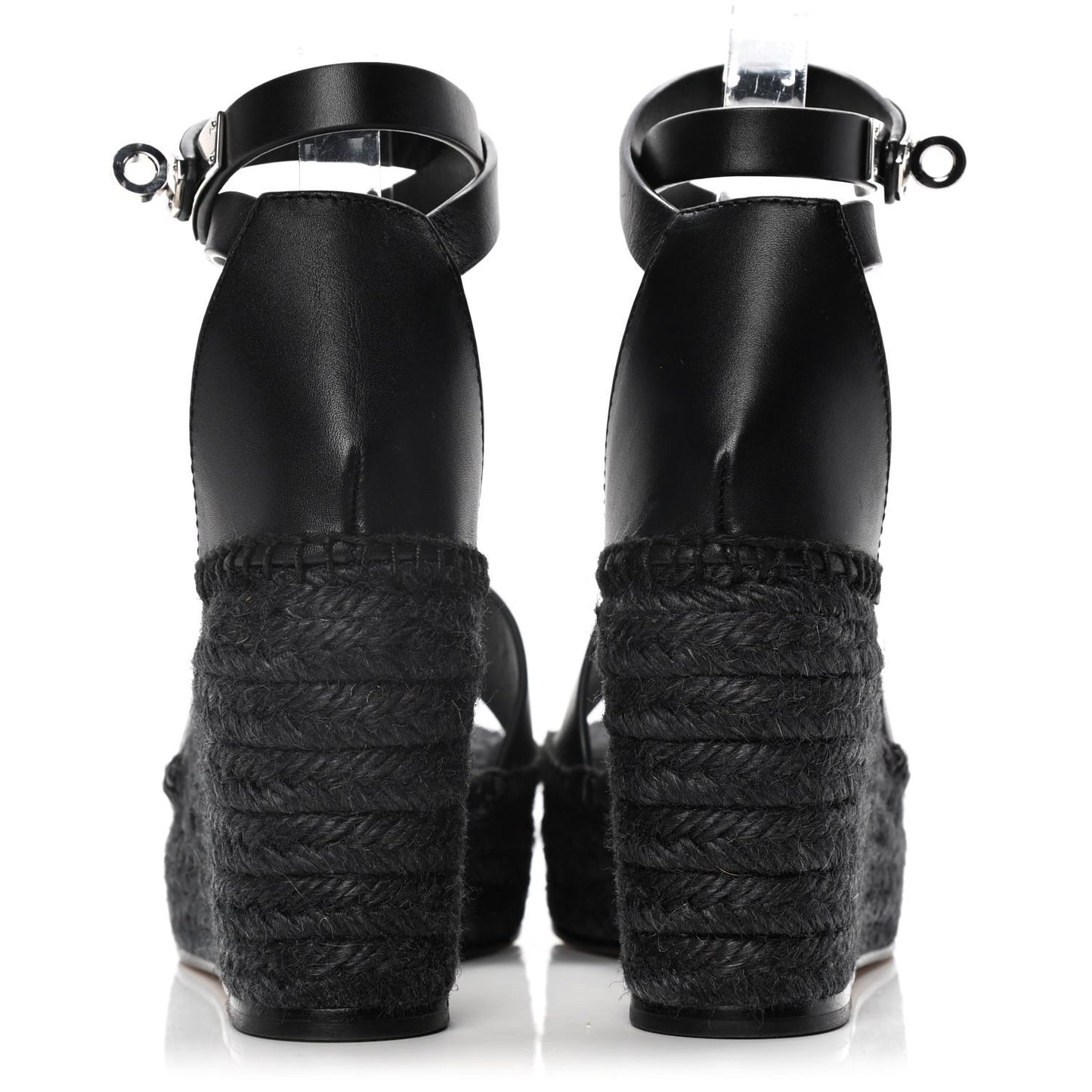 Calfskin Tipoli Espadrille Wedges 37 Black