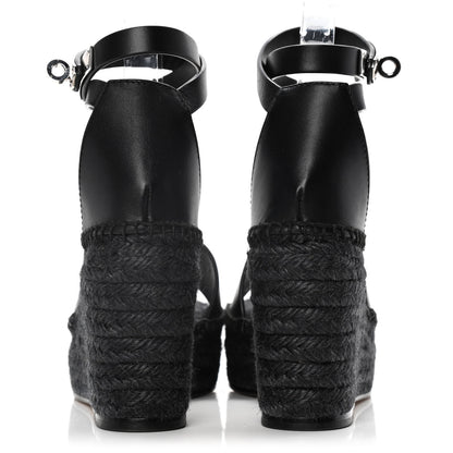 Hermes Calfskin Tipoli Espadrille Wedges 37 Black 6 of 14