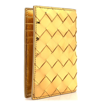 Bottega Veneta Metallic Calfskin Intrecciato Passport Case Gold 3 of 7