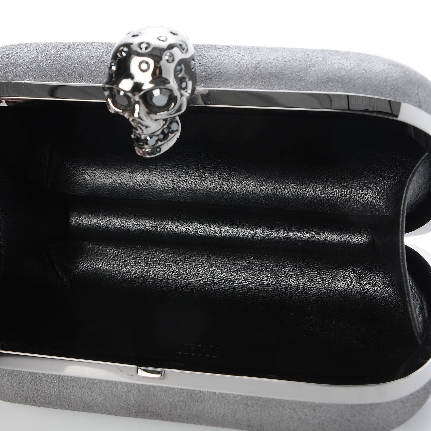 Metallic Suede Skull Box Clutch