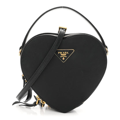 Prada Saffiano Lux Odette Heart Crossbody Black 1 of 9