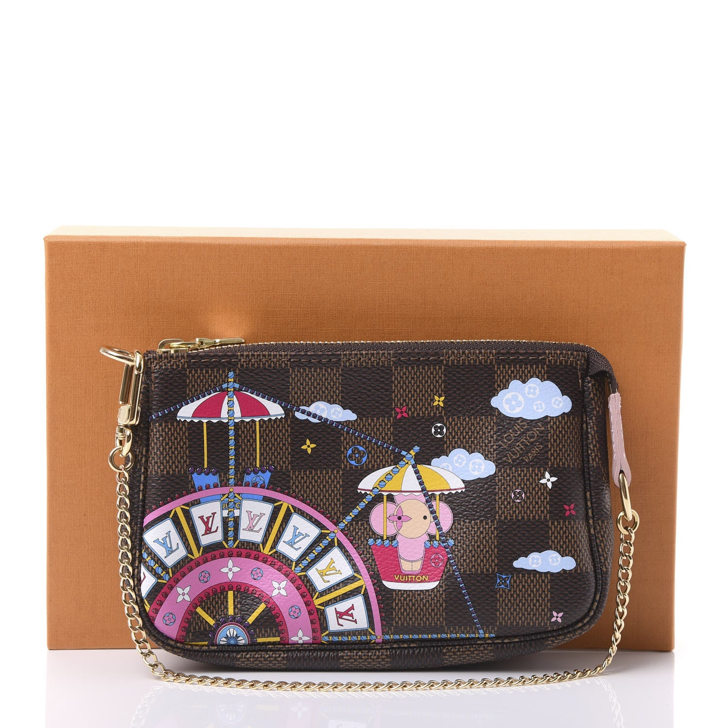Louis Vuitton Damier Ebene 2020 Christmas Animation Big Wheel Mini Pochette Accessories Rose Ballerine 11 of 11