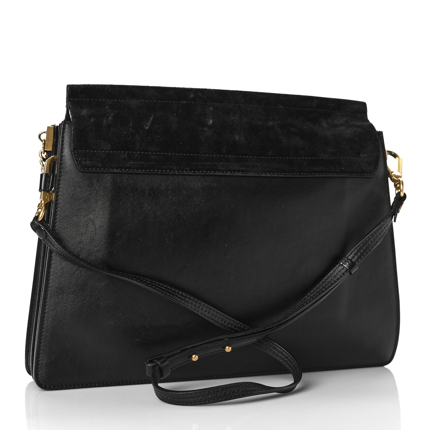 Calfskin Suede Studded Medium Faye Shoulder Bag Black