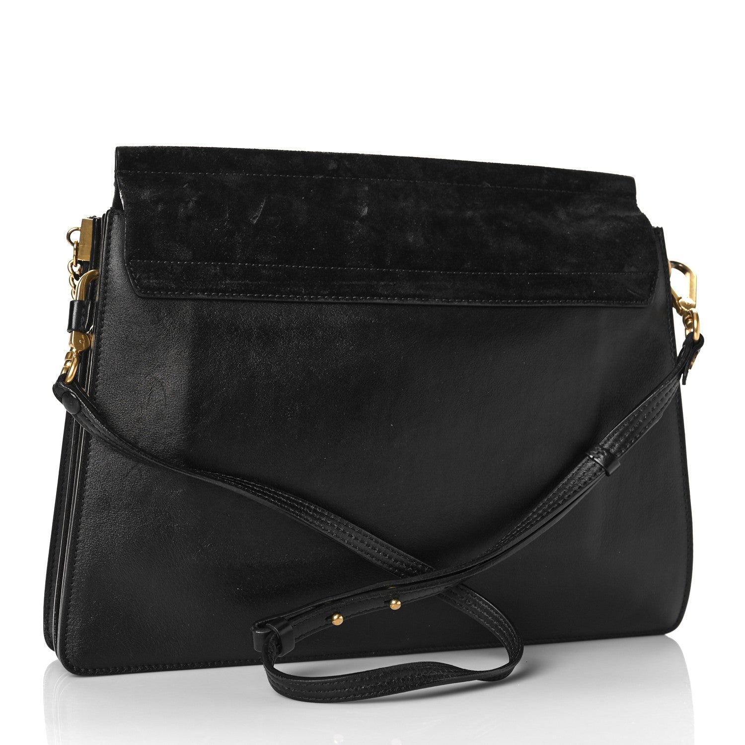 Chloe Calfskin Suede Studded Medium Faye Shoulder Bag Black 2 of 10