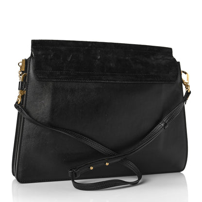 Chloe Calfskin Suede Studded Medium Faye Shoulder Bag Black 2 of 10