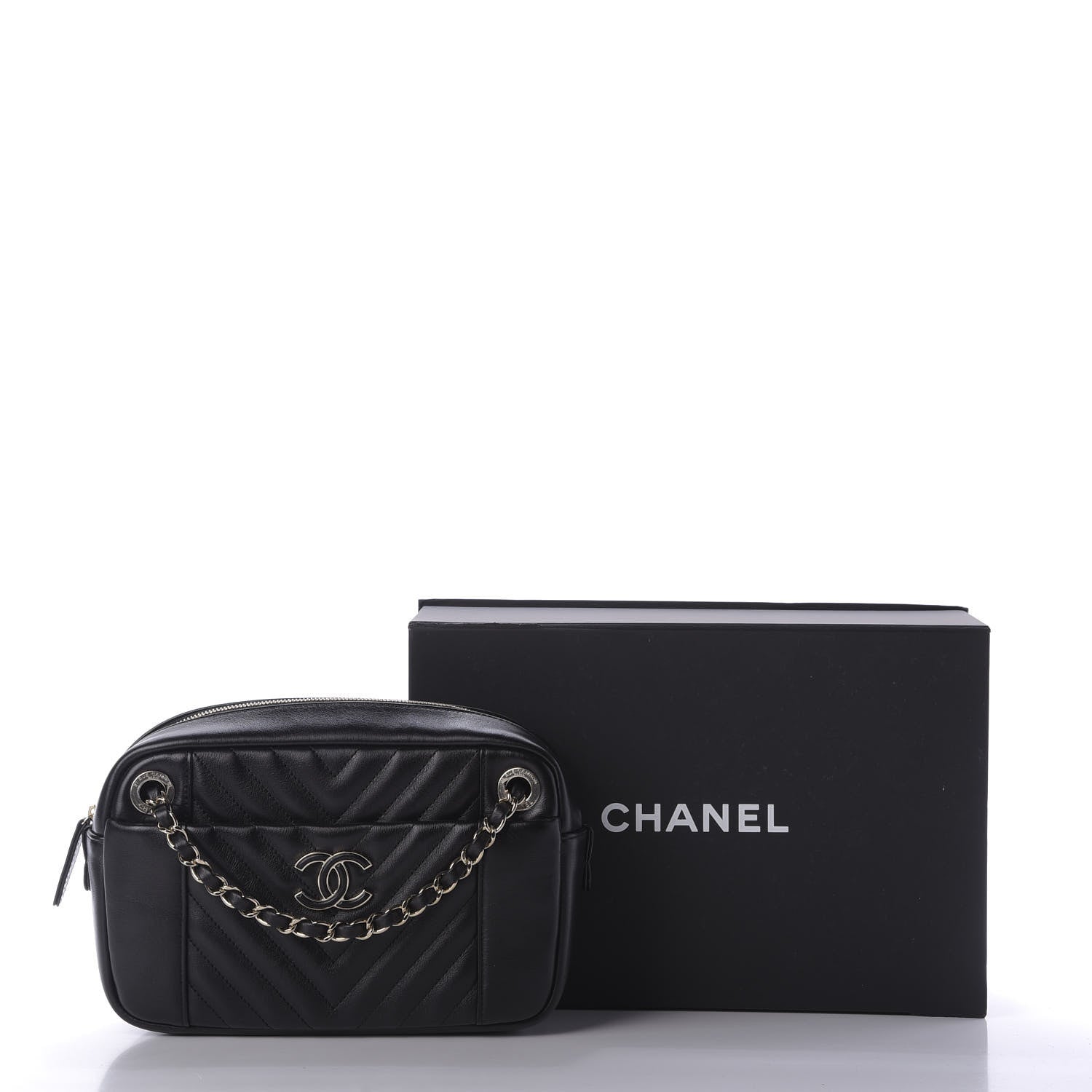 Chanel Calfskin Quilted Daily Chevron Camera Case Black 9 of 9