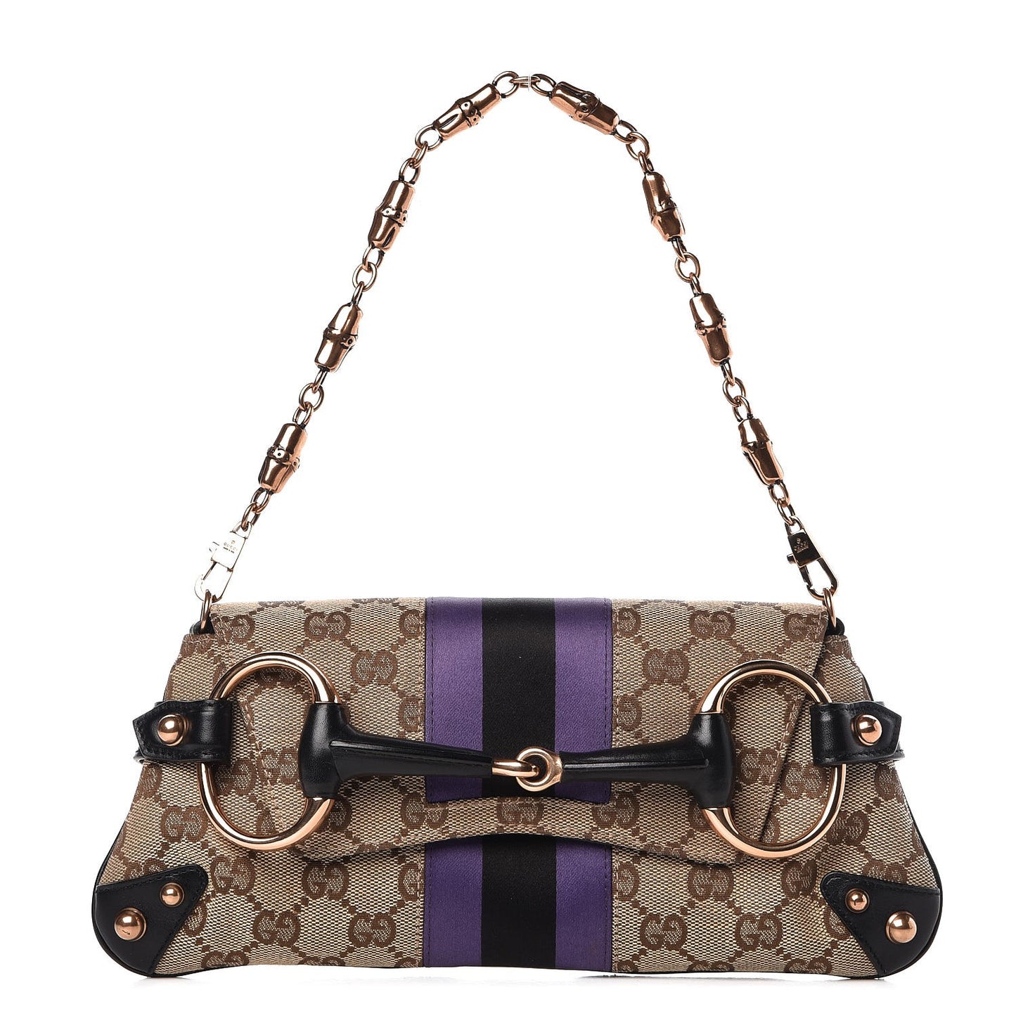 Tom Ford Monogram Horsebit Web Clutch Purple