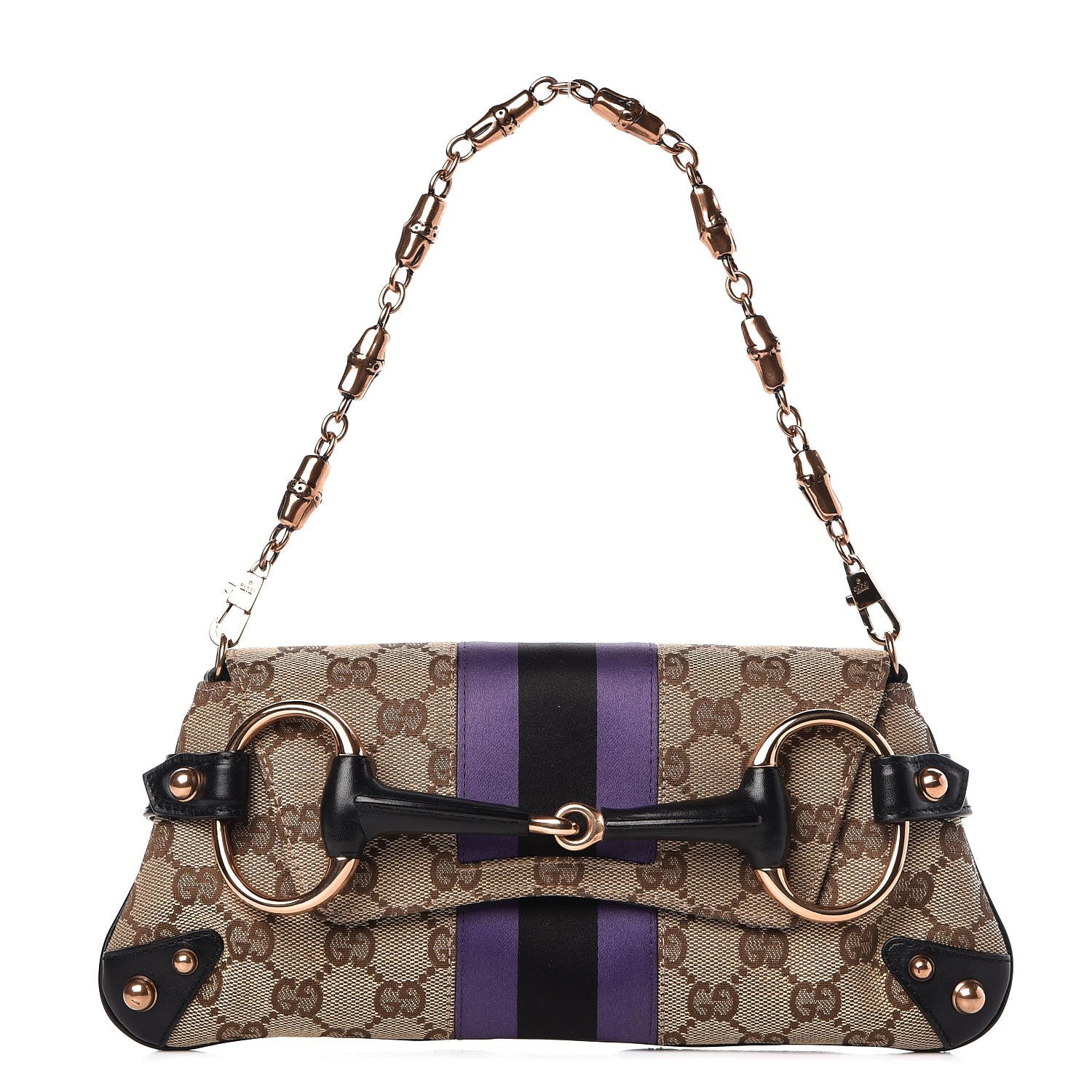 Gucci Tom Ford Monogram Horsebit Web Clutch Purple 1 of 8