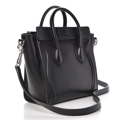 Celine Drummed Calfskin Nano Luggage Black 3 of 16