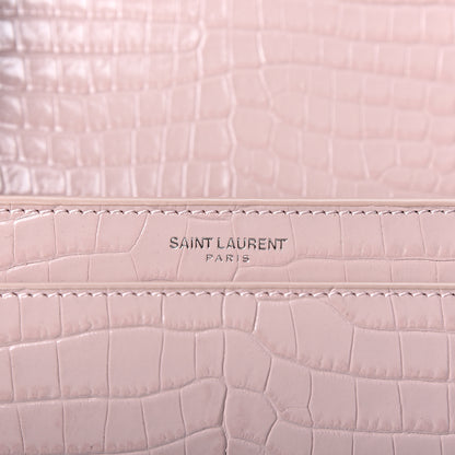 Saint Laurent Calfskin Crocodile Embossed Medium Monogram Sunset Powder Pink 5 of 9