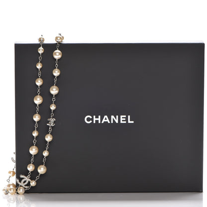 Chanel Crystal Pearl CC Long Necklace Silver 6 of 6