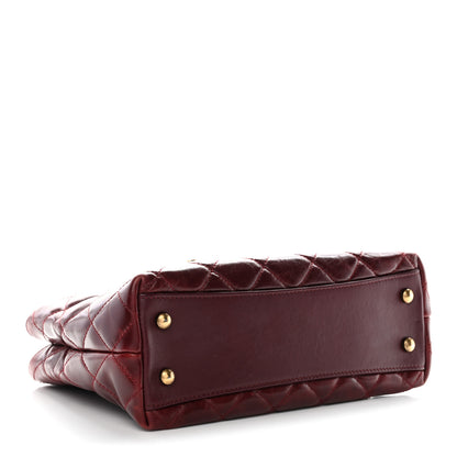 Chanel Glazed Calfskin Quilted Small Gold Bar Tote Red 4 of 11