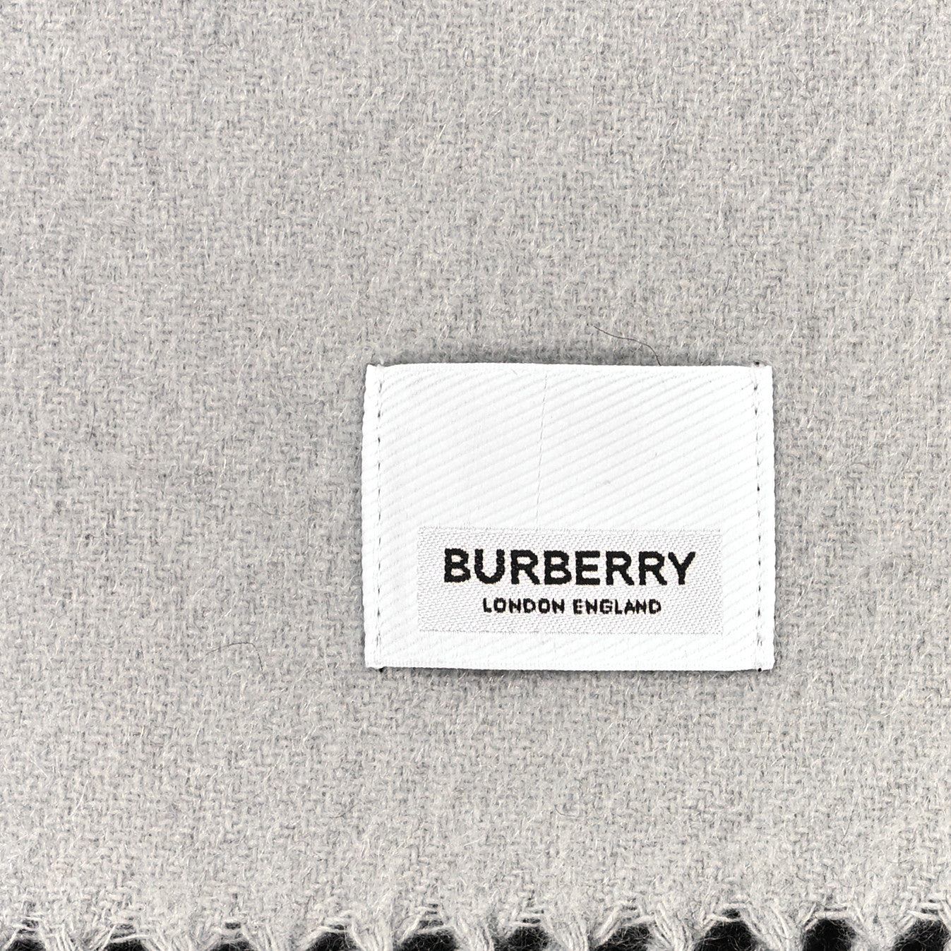 Burberry Cashmere Wool Crystal TB Logo Fringe Scarf Black 3 of 3
