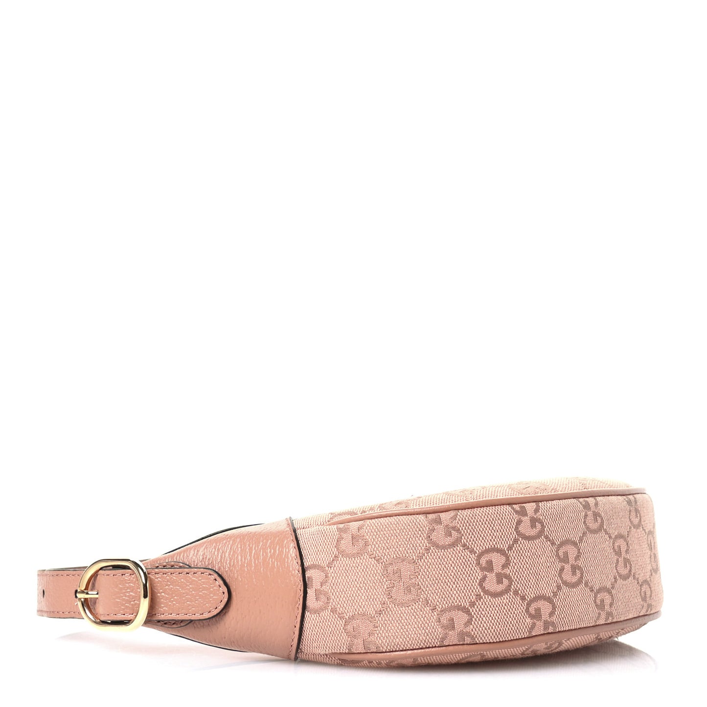 GG Supreme Monogram Textured Calfskin Web Mini Ophidia Half Moon Hobo Rose Pink