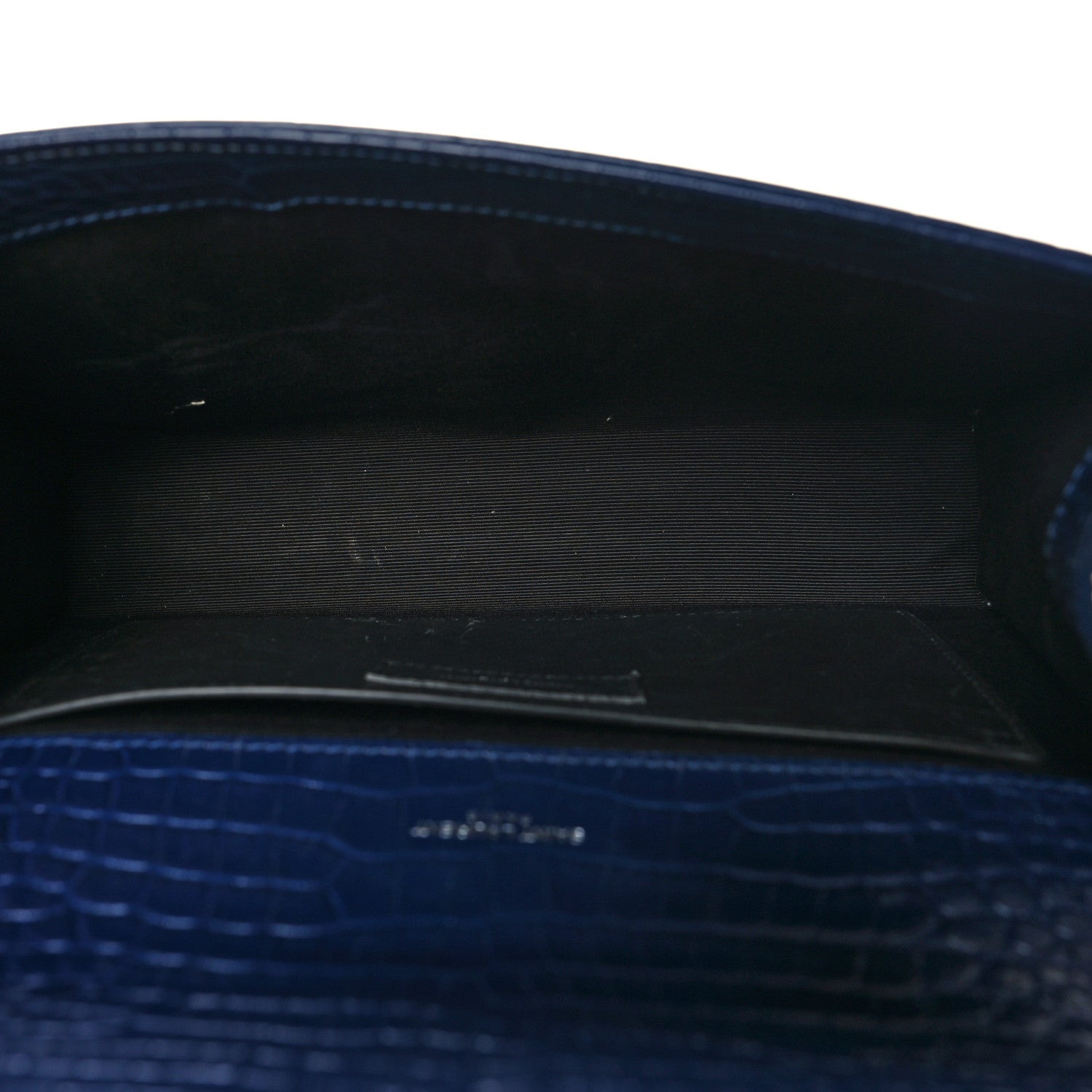 Saint Laurent Calfskin Crocodile Embossed Medium Classic Monogram Kate Tassel Satchel Deep Marine 5 of 11
