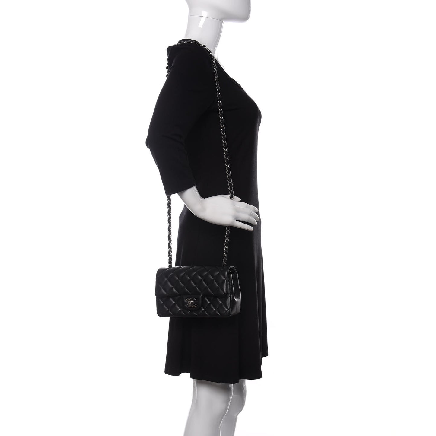 Lambskin Quilted Mini Rectangular Flap Black
