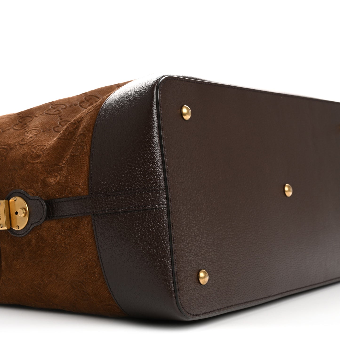 Suede Jumbo GG Debossed Textured Dollar Calfskin Savoy Travel Bag Wood Brown Chocolate
