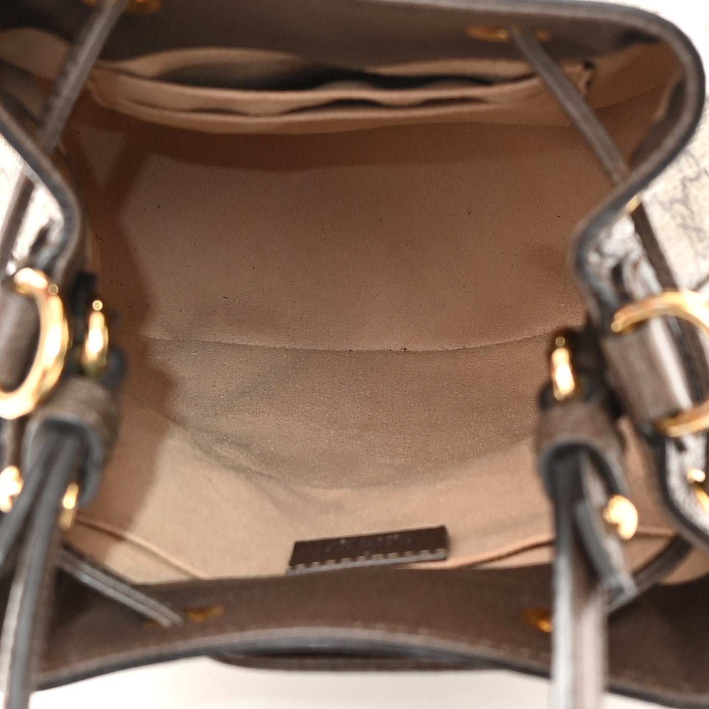 GG Supreme Monogram Web Small Ophidia Bucket Bag Brown