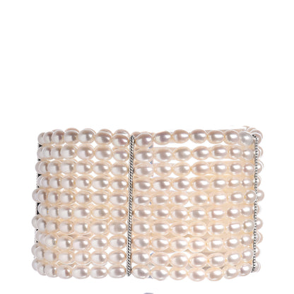 Tiffany Sterling Silver Freshwater Pearl 4.5mm Ziegfeld 10 Strand Bracelet 3 of 6