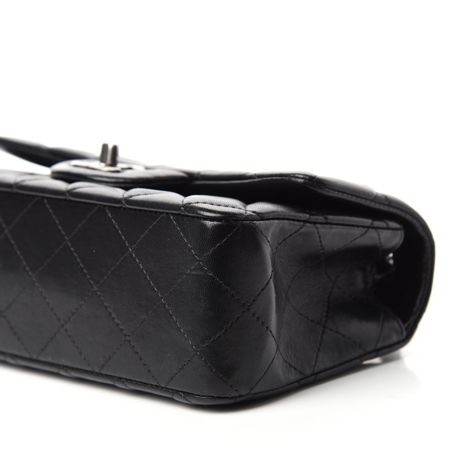 Lambskin Quilted Mini Rectangular Flap Black