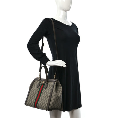 Gucci GG Supreme Monogram Web Medium Ophidia Tote Bag Brown 2 of 12