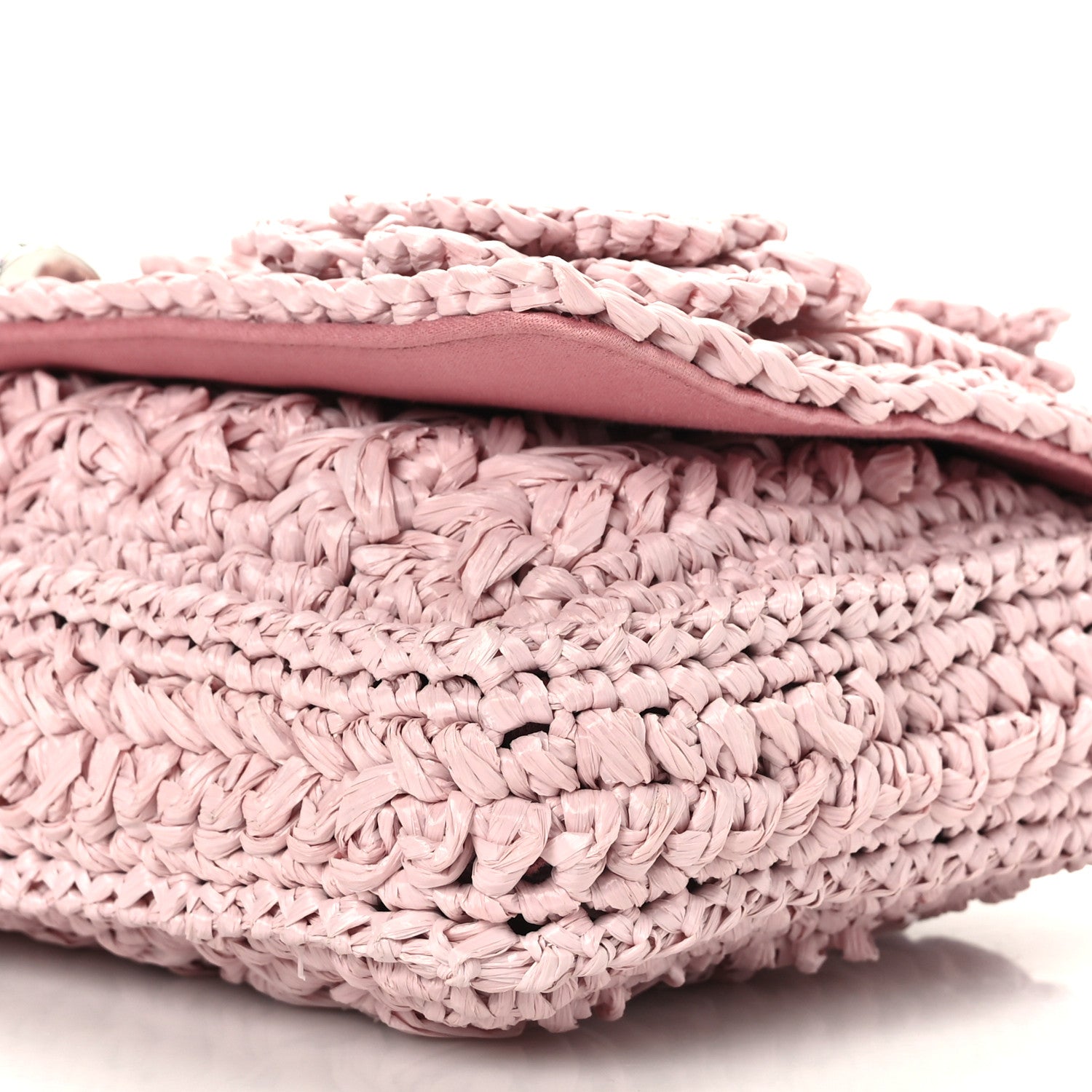 Miu Miu Raffia Crystal Flap Clutch Pink 8 of 8