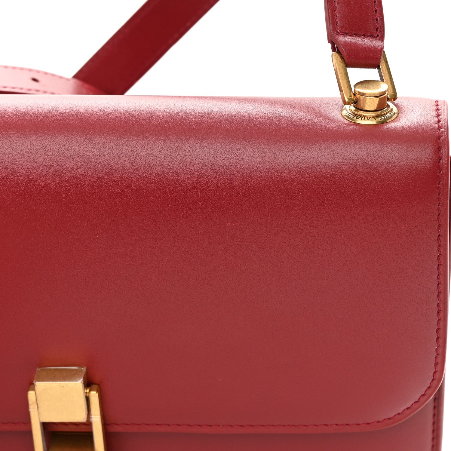 Saint Laurent Box Calfskin Le Carre Satchel Opyum Red 17 of 17