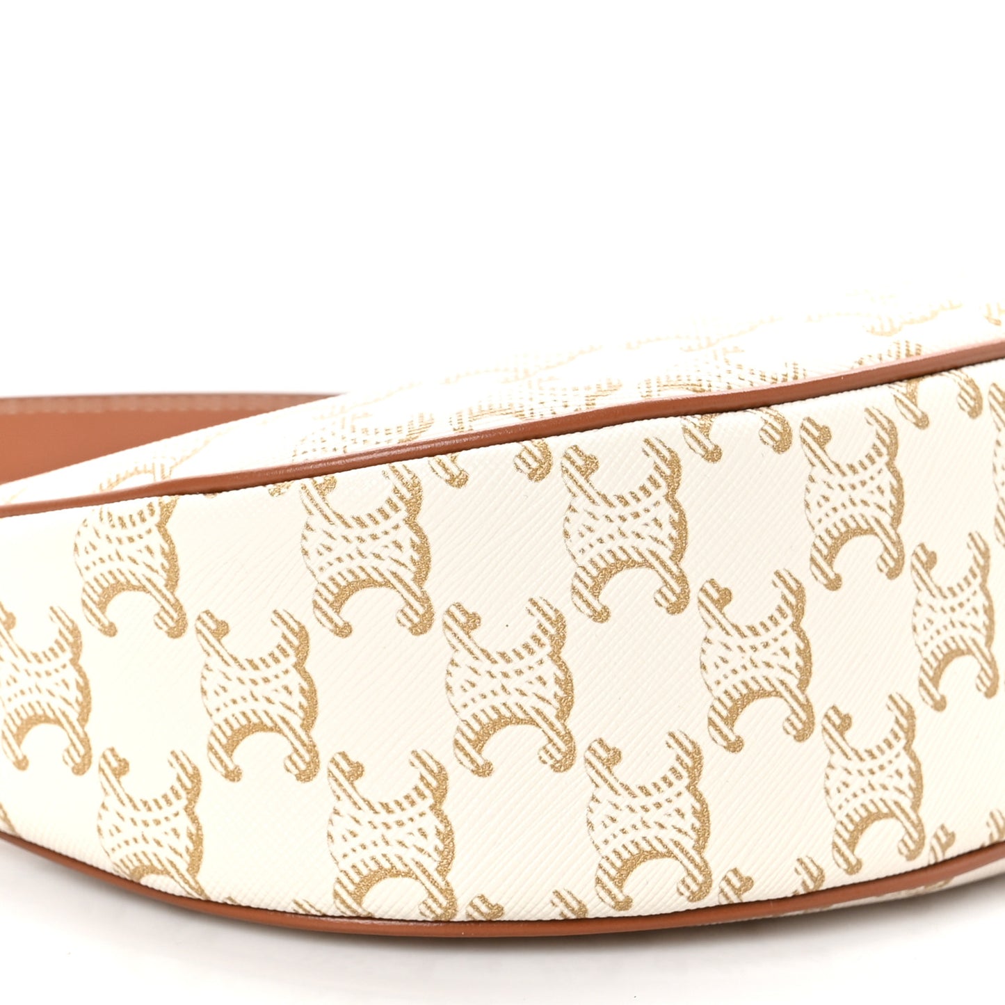 Canvas Calfskin Ava Triomphe Shoulder Bag White