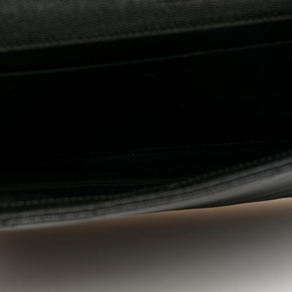 Saint Laurent Grain De Poudre Matelasse Chevron Monogram Envelope Clutch Black 5 of 6
