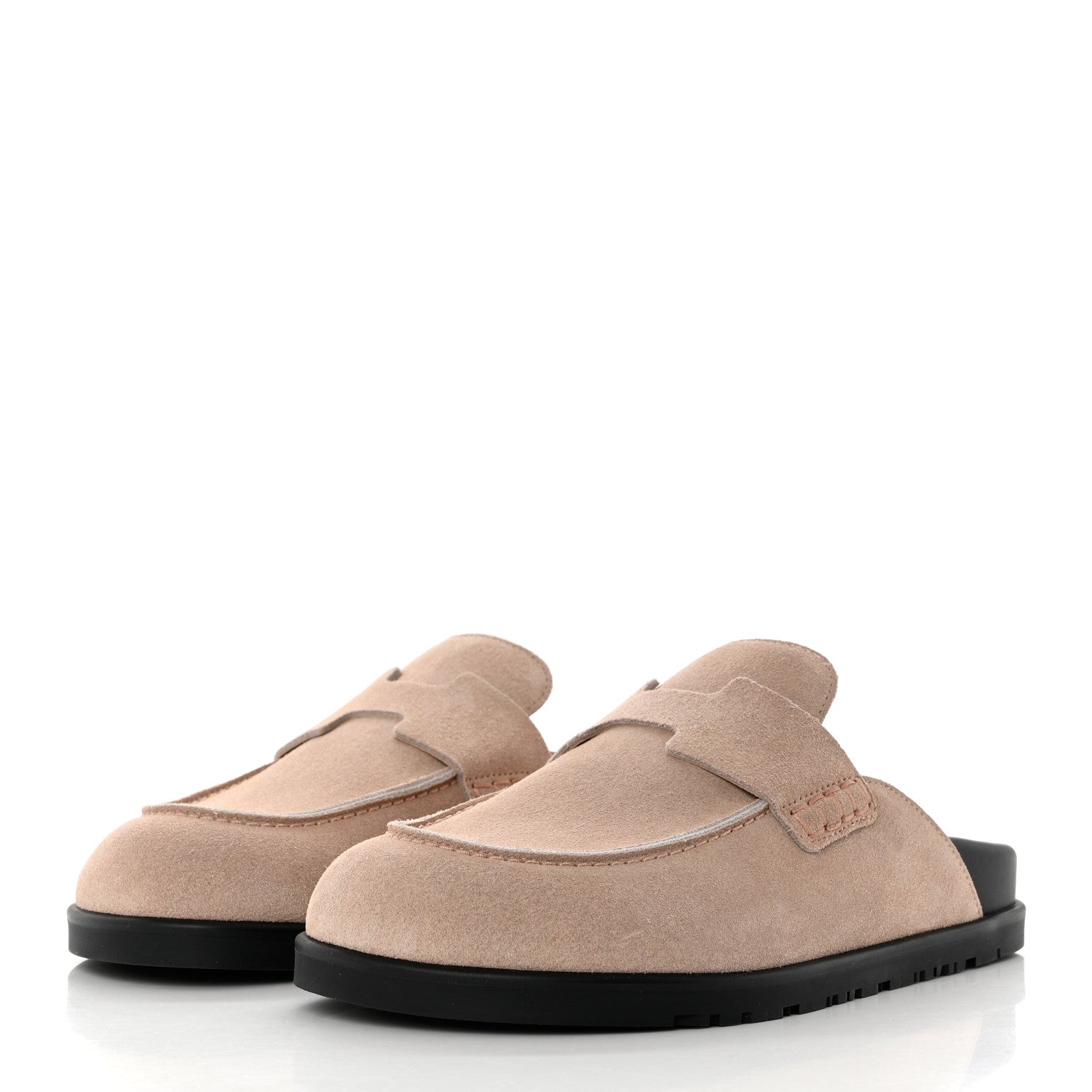 Hermes Suede Calfskin Go Mules 37 Beige Nude 3 of 9