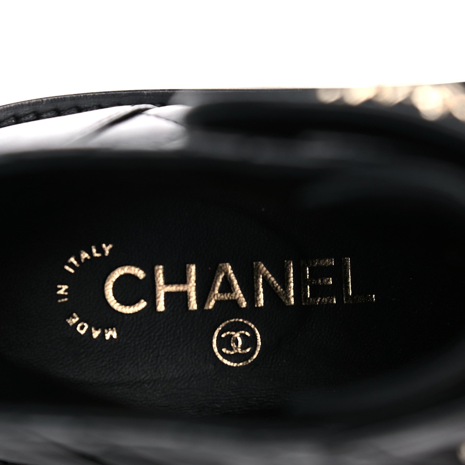 Chanel Shiny Lambskin Quilted Lace Up Combat Boots 38.5 Black 7 of 10